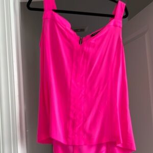 Nanette Lepore neon pink silk blouse.